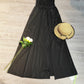 SpringStil® - Schwarzes einfarbiges Midikleid mit Riemen