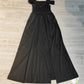 SpringStil® - Schwarzes einfarbiges Midikleid mit Riemen