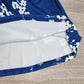 FallStil® - Weißes Kirschblüten-Königsblau Midikleid mit verdrehter Front