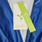 FallStil® - Weißes Kirschblüten-Königsblau Midikleid mit verdrehter Front