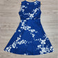 FallStil® - Weißes Kirschblüten-Königsblau Midikleid mit verdrehter Front