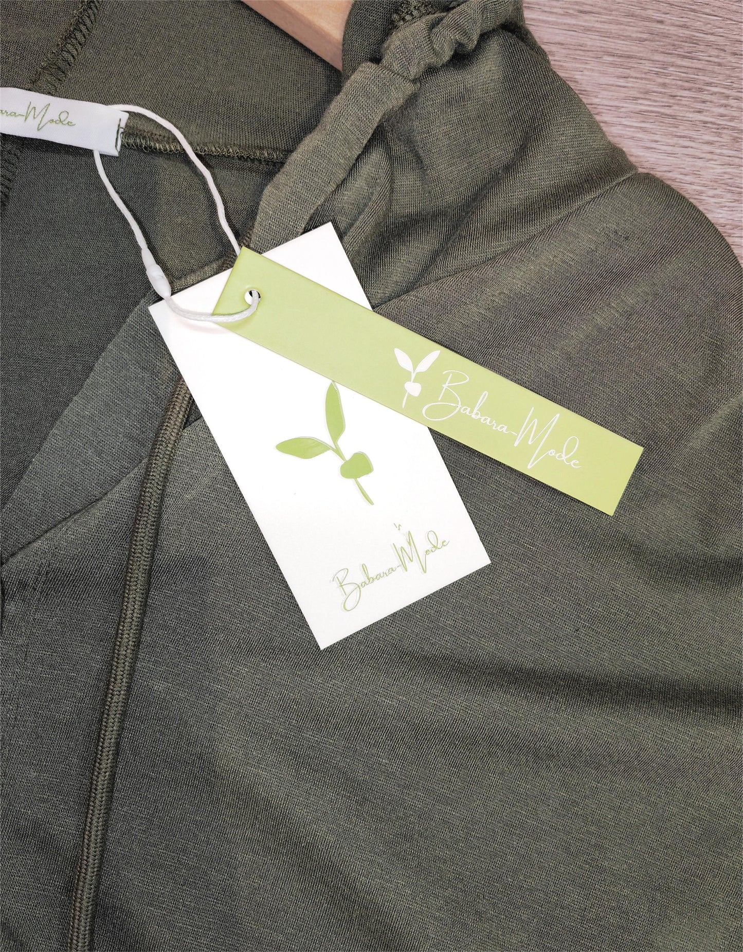 PureWear® - Grüner einfarbiger Kurzarm-Kapuzenpullover