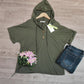 PureWear® - Grüner einfarbiger Kurzarm-Kapuzenpullover