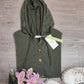 PureWear® - Grüner einfarbiger Kurzarm-Kapuzenpullover