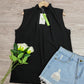 PureWear® - Schwarzes ärmelloses Top mit Rundhalsausschnitt