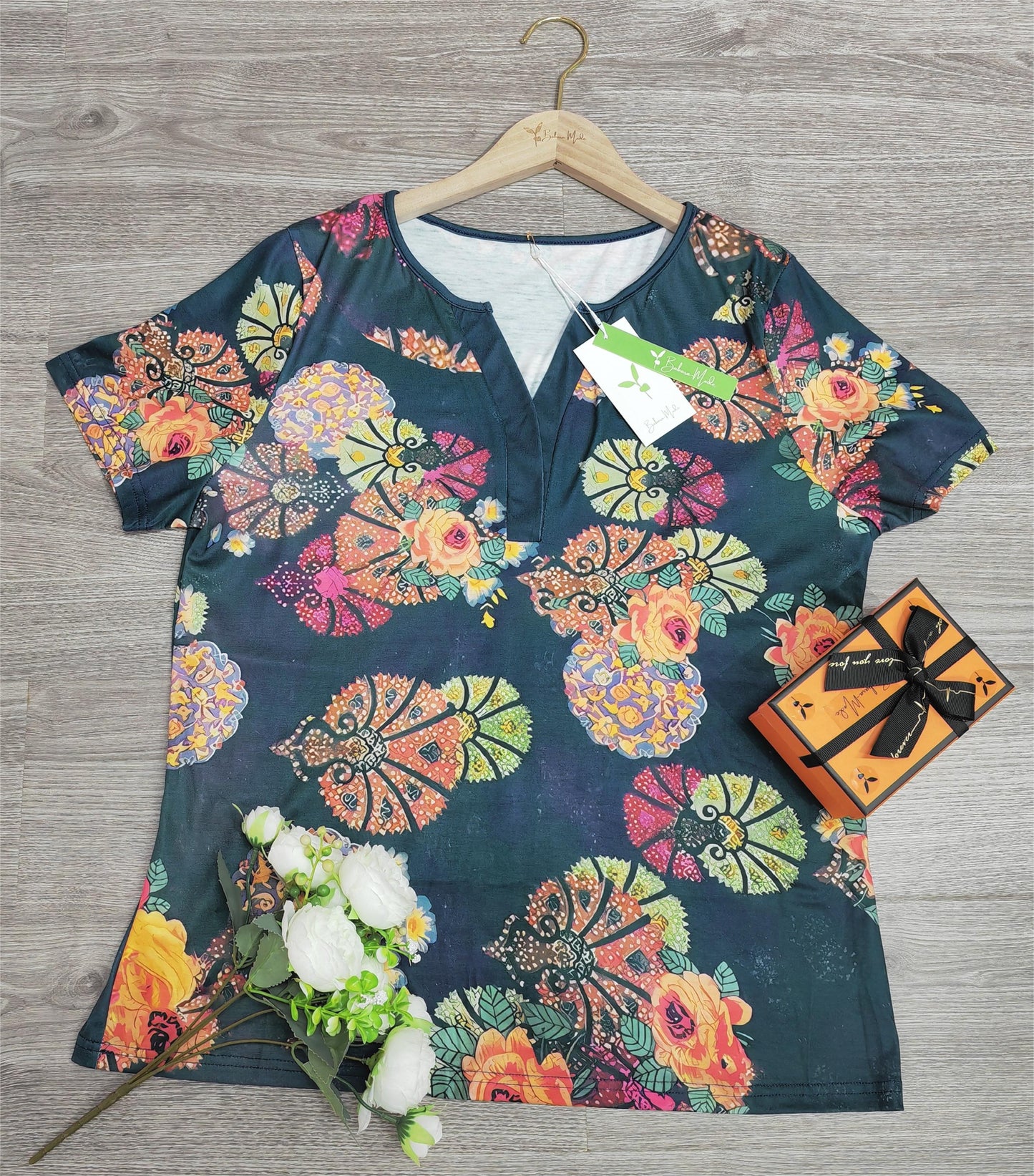 PureWear® - Trendiges kurzärmeliges Print-Top