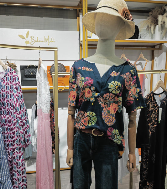 PureWear® - Trendiges kurzärmeliges Print-Top