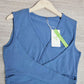 FallStil® - Blaues ärmelloses Midikleid mit V-Ausschnitt und verdrehter Front
