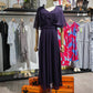 PureWear® - Lila Einfarbiges Midikleid mit V-Ausschnitt