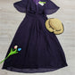 PureWear® - Lila Einfarbiges Midikleid mit V-Ausschnitt