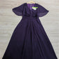 PureWear® - Lila Einfarbiges Midikleid mit V-Ausschnitt