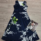 FallStil® - Marineblaues ärmelloses Maxikleid mit Blumendruck