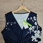 FallStil® - Marineblaues ärmelloses Maxikleid mit Blumendruck