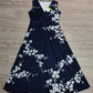 FallStil® - Marineblaues ärmelloses Maxikleid mit Blumendruck