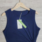 FallStil® - Marineblaues einfarbiges ärmelloses Midikleid