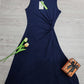 FallStil® - Marineblaues einfarbiges ärmelloses Midikleid