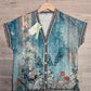 SpringStil® - Grüne Bluse mit Aquarell-Blumendruck