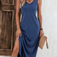 Mia - Stilvolles Blaues Maxikleid mit Seitenschlitz