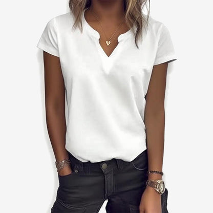 PureWear® - Einfarbiges weißes Basic-Top mit kurzen Ärmeln