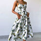 Susan - Strand Print Sommer Sexy Midikleid