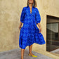 Naturlux® - Blau bedrucktes Midikleid mit Kragen