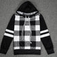 FallStil® - Schwarz-weißer Schachbrett-Kapuzenpulli
