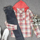 HerbstTrend® - 90er Jahre Karo Hoodie Knopfleiste