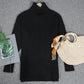 Monci® - Schwarzer einfarbiger Langarmpullover mit hohem Halsausschnitt
