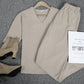 Carl&Coni® - Comfy Elegance Set aus Oberteil mit V-Ausschnitt und knöchellanger Hose