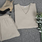 Carl&Coni® - Comfy Elegance Set aus Oberteil mit V-Ausschnitt und knöchellanger Hose