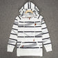 Even&Vil® - Hoher Kragen Schwarz Linie Tasche Front Hoodie Sweatshirt