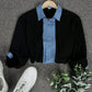 Even&Vil® - Zwei Looks in 1 Denim Schwarze Bluse