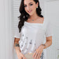 SpringStil® - Weißes kurzärmeliges Print-Top