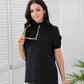 FallStil® - Schwarzes Plissee-Top mit geteilten Ärmeln