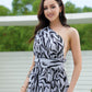 SpringStil® - Weiß Schwarz Zebra Print Asymmetrisches Maxikleid mit Frontschlitz