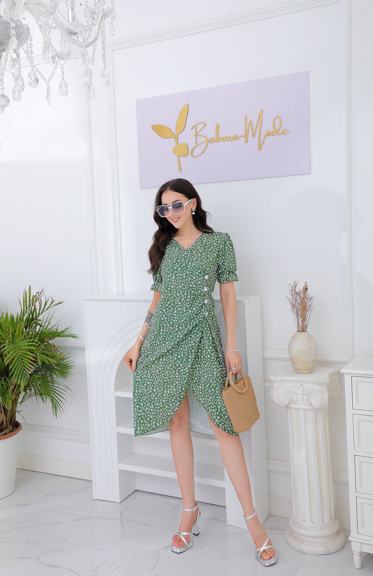 SpringStil® - Minikleid Damen - Sommerkleid - Elegant/Modisch - Frühling/Sommer - Grün - Babara-Mode