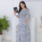 Springstil® - Marineblaues Midikleid mit Gänseblümchenmuster und Seitentaschen