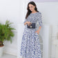 Springstil® - Marineblaues Midikleid mit Gänseblümchenmuster und Seitentaschen