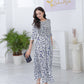 Springstil® - Marineblaues Midikleid mit Gänseblümchenmuster und Seitentaschen