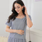 SpringStil® - Marineblau und weiß gestreiftes Midikleid mit kurzen Ärmeln