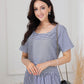 SpringStil® - Marineblau und weiß gestreiftes Midikleid mit kurzen Ärmeln