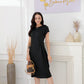 SpringStil® - Unifarbenes Shiftkleid mit geknotetem Rückenausschnitt