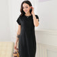 SpringStil® - Unifarbenes Shiftkleid mit geknotetem Rückenausschnitt