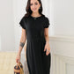 SpringStil® - Unifarbenes Shiftkleid mit geknotetem Rückenausschnitt