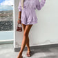 Stilvoller Rüschen-Shorts-Anzug mit Kapuzendesign und femininen Details