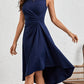 FallStil® - Marineblaues einfarbiges ärmelloses Midikleid