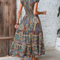 FallStil® - Buntes Paisley geraffte Taille Langes Sommerkleid