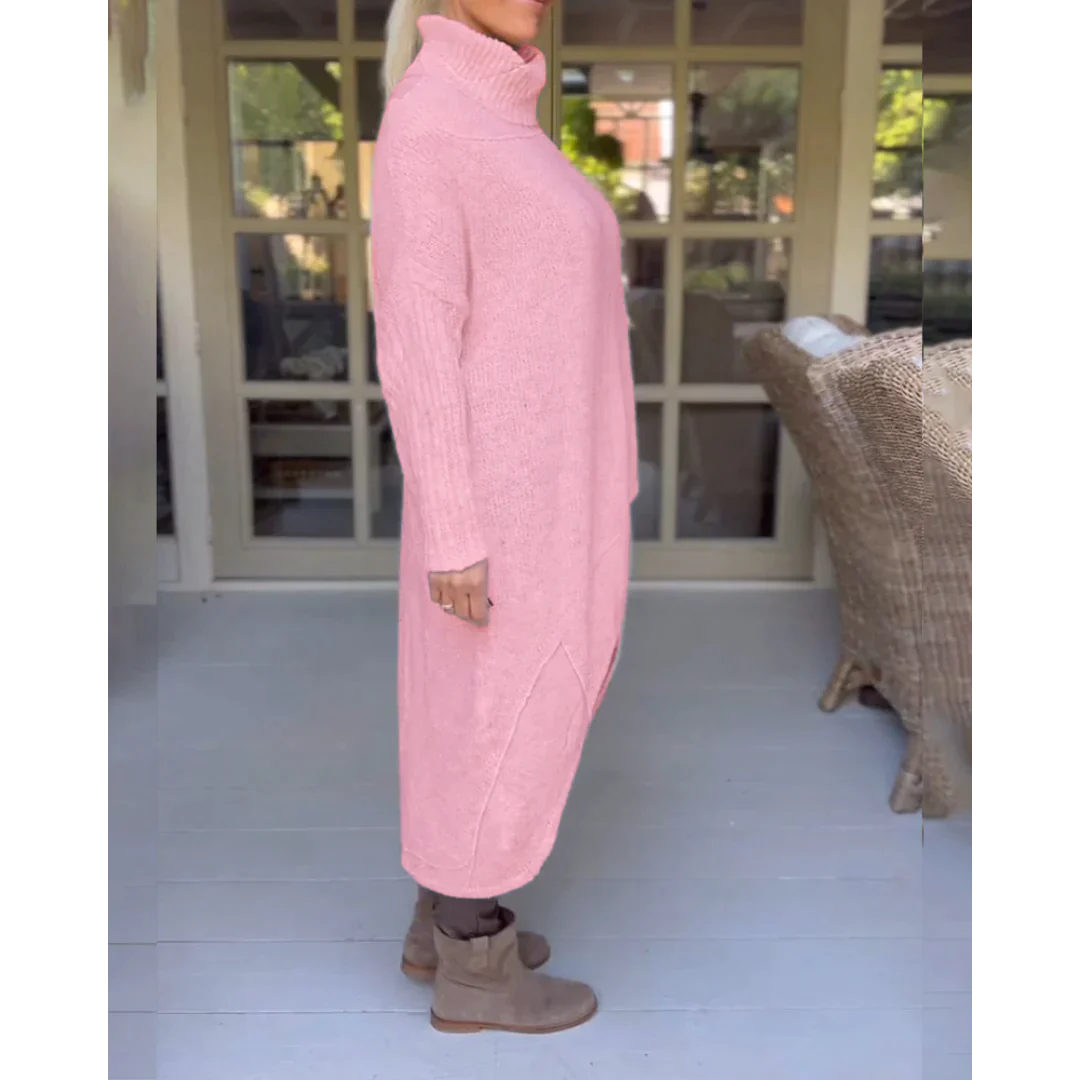 AMALIE -  Langer Pullover mit hohem Halsausschnitt
