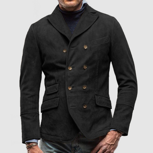 Luis - Einfarbige Vintage-Cordjacke mit mehreren Taschen für Herren