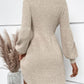 WinterTrend® - Apricotfarbenes einfarbiges Mini-Pulloverkleid
